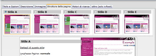 Struttura della pagina e Menu